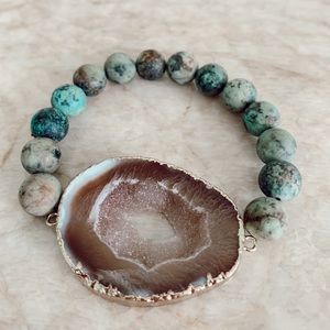African Turquoise Druzy Agate Stretch Bracelet